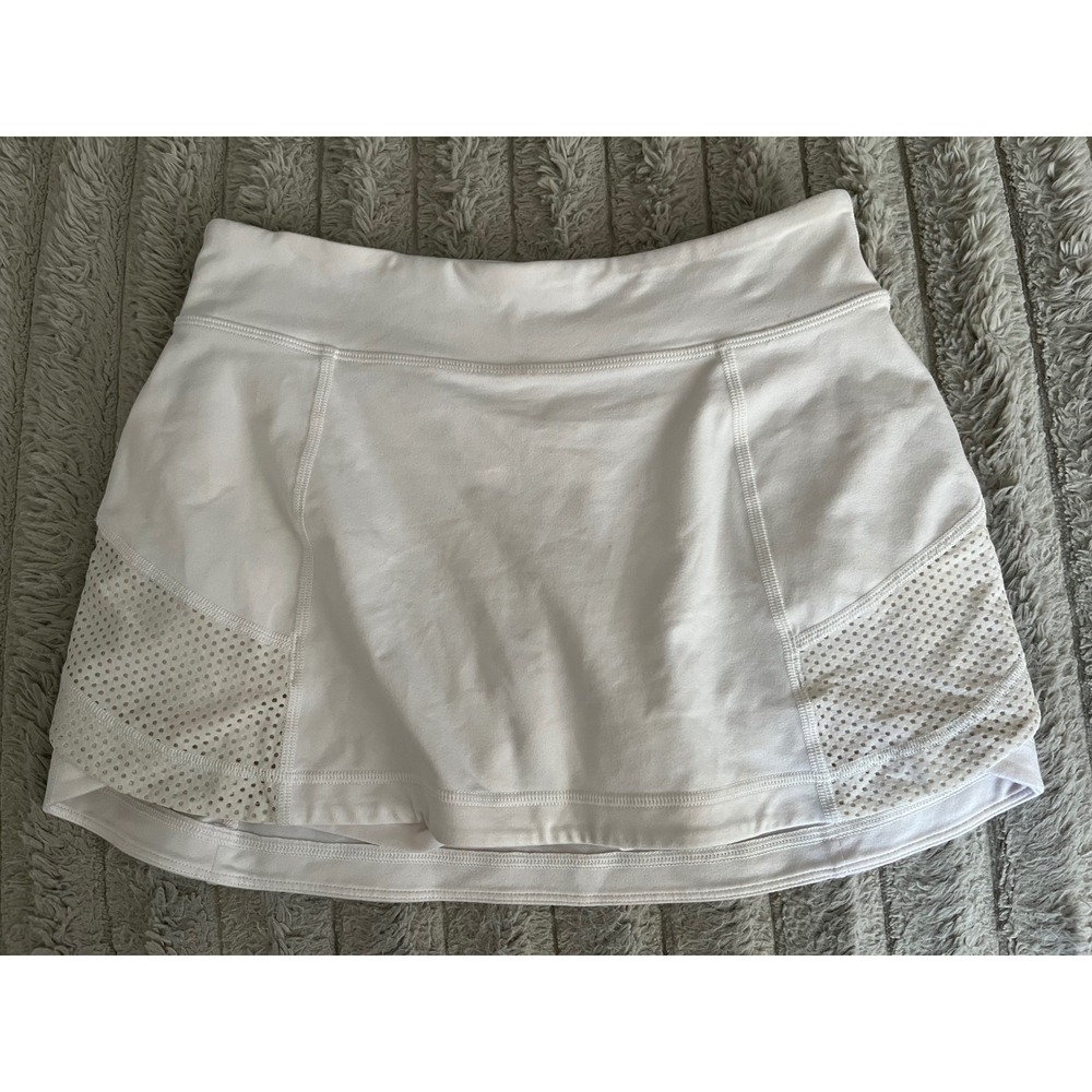 Zella Women White Mesh Panel Active Skort Tennis Golf Running Skirt Size S
